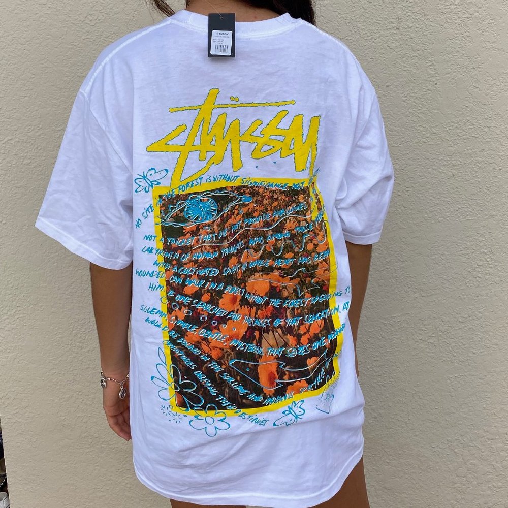 Stussy White Super Bloom Tee NWT